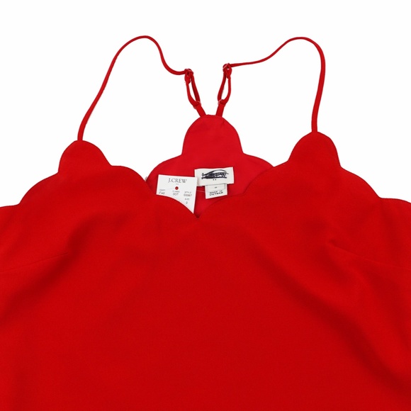 New JCREW Size 0 Scalloped Cami Top in Red - Picture 3 of 4